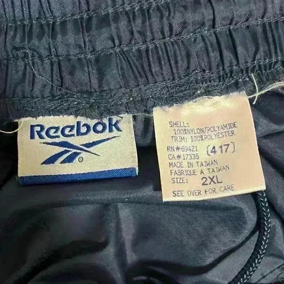 Reebok Vintage Black Track Pants Men’s 2XL Retro Elastic Waist Zip Ankles - Picture 8 of 9